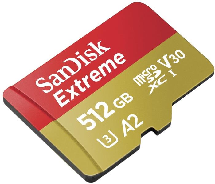 SanDisk Extreme 512GB microSDXC karta, UHS-I U3 A2, 160R/90W + adaptér