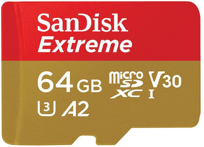 SanDisk Extreme 64GB microSDXC karta, 170R/80W + adaptér