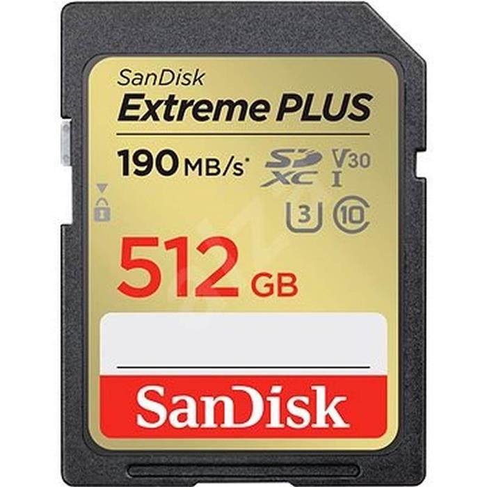 SanDisk Extreme PLUS 512GB SDXC karta, UHS-I U3 V30, 190R/190W