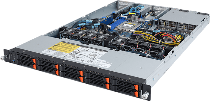 Server R162-Z10 1U S-SP3(240W), 2GbE, 10NVMe, 3M.2, IPMI, 8DDR4-3200, PCI-E16(g4). 2PCI-E16g3, OCP, rPS (80+PLAT)