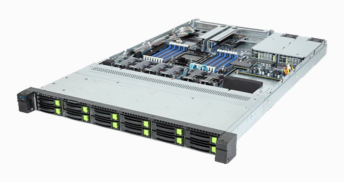 Server R163-S35 1U S-E(350W), 1GbE, 12NVMe4/SFF, M.2, 16DDR5, 1PCI-E16(g5), OCP3, IPMI, 1k3W rPS (80+ PLAT.)