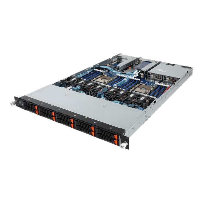 Server R181-NA0 1U 2S-P, 2GbE, 10NVMe, VROC, IPMI, 24DDR4-2666, PCI-E16LP, OCP rPS (80+PLAT)