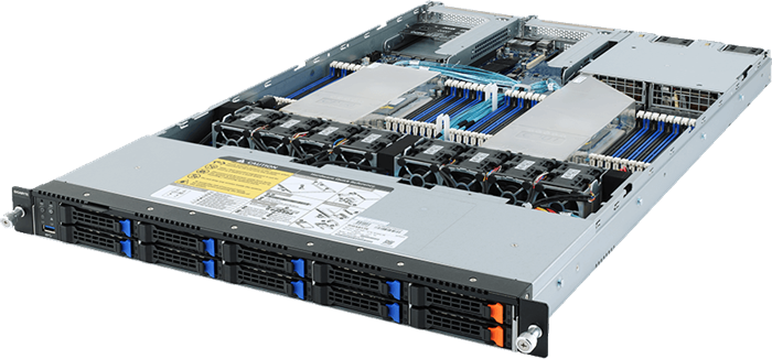 Server R182-Z91 1U 2S-SP3 (240W), 2GbE, 8SFF, 2NVMe, M.2, IPMI, 32DDR4-3200, 2PCI-E16(g4), OCP3, rPS (80+PLAT)