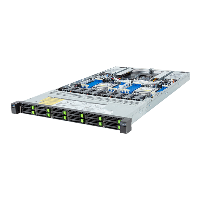 Server R183-Z92 1U 2S-SP5(400W), 2GbE, 12NVMe4/SFF, 3M.2, 24DDR5, 2PCI-E16(g5), 2OCP3, IPMI, 1k6W rPS (80+ PLAT.)