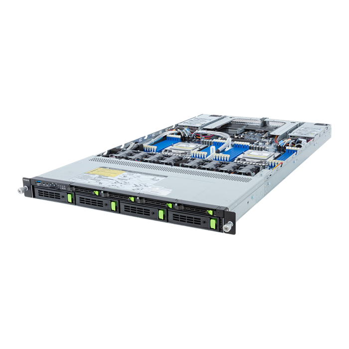 Server R183-Z96 1U 2S-SP5(400W), 2GbE, 4NVMe5/SFF+4NVMe5/sATA, 3M.2, 24DDR5, 2PCI-E16g5, 2OCP3, IPMI, 1k6W rPS (80+TIT.