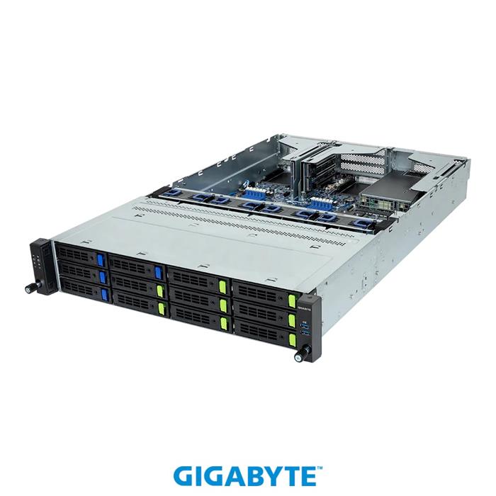 Server R263-Z33 2U S-SP5(320W), 1GbE, 4sATA&8NVMe5, M.2, 12DDR5, 2GPU(g5),PCI-E16, 2OCP3, IPMI, rPS 2k4W (80+ PLAT)