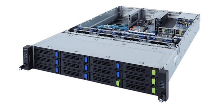 Server R282-3C0 2U 2S-P+(270W),2GbE, 8sATA&4NVMe4/sATA&2FF, IPMI, 32DDR4-3200, 5PCI-E8(g4),3-E16(g4),2OCP, rPS(80+ PLAT