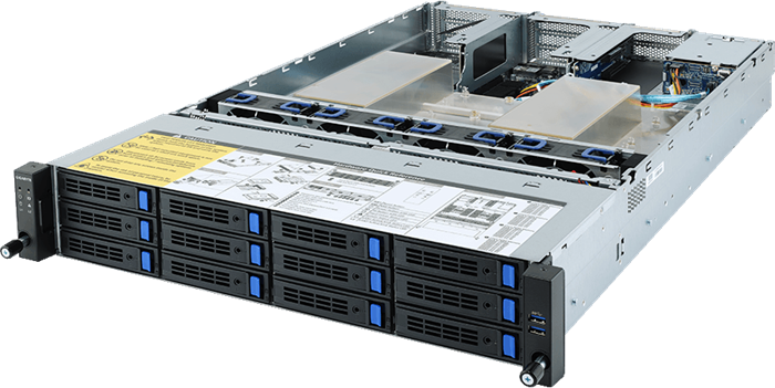 Server R282-Z90 2U 2S-SP3(240W), 2GbE, 12sATA, 2SFF, M.2, IPMI, 32DDR4-3200, 8PCI-E8/16(g4), 2OCP, rPS (80+PLAT)