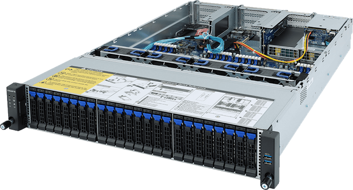 Server R282-Z91 2U 2S-SP3(240W),2GbE,24SFF(SAS3 exp), 2SFF,M.2, IPMI,32DDR4-3200, 8PCI-E8/16(g4),2OCP, rPS(80+PLAT)