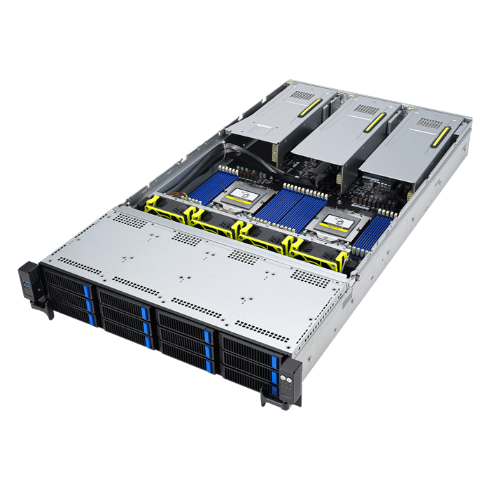 Server RS720A-E12-RS12/10G 2U,2S-SP5(300W),2×10GbE-T,9PCI-E16/8(g5)/3GPU, 24DDR5, 8NVMe5&4sATA, IPMI, 2K6W rPS (80+Tit)