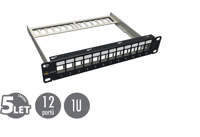 Solarix 10" Patch panel,12 portů, neosazený, 1U