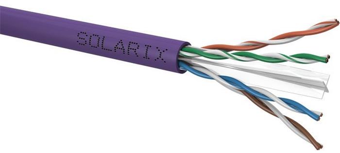 Solarix kabel UTP CAT6 drát, 100m/box, fialový, LS0H, SXKD-6-UTP-LS0H