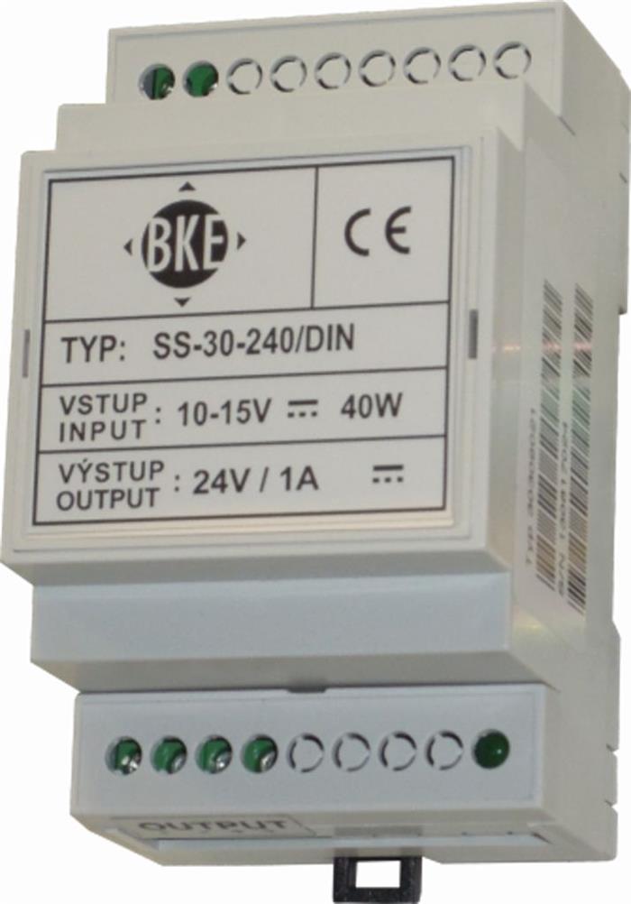 Spínaný DC/DC měnič na DIN lištu BKE SS-301-120/DIN 36-60V ->12V