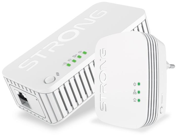 STRONG sada 2 adaptérů Powerline WF 1000 DUO MINI/ Powerline 1000 Mbit/s/ Wi-Fi 750 Mbit/s/ 1x LAN/ bílý