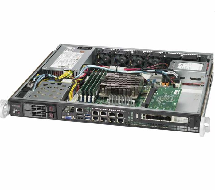 SUPERMICRO mini1U chassis, 2x 2,5" HS (nebo volitelný 4x2,5" fix), 350W (plat.) , front IO