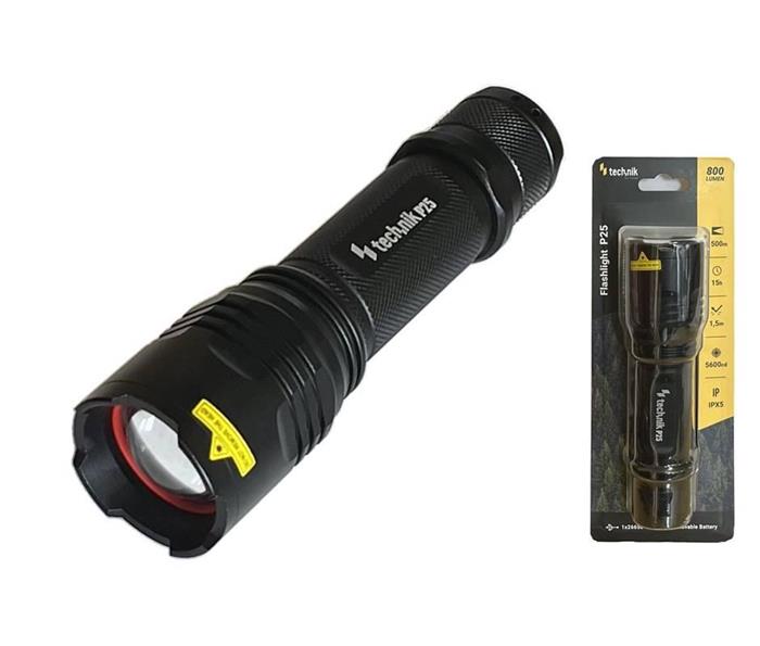 Technik Flashlight P25 nabíjecí svítilna 800lm LED kovová ZOOM