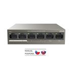 Tenda TEF1106P-4-63W PoE AT switch 4x PoE 802.3af/at, 6x 100Mb/s, PoE celkem 63W, fanless