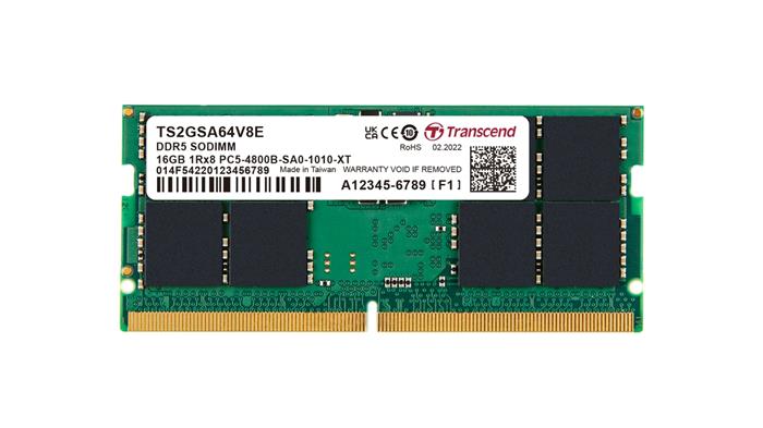 Transcend 16GB DDR5 4800MHz CL40, 1Rx8, SO-DIMM, 1.1V