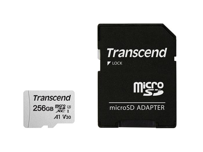 Transcend 256GB microSDXC karta, UHS-I U3 V30 A1 + adaptér