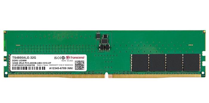 Transcend 32GB DDR5 4800MHz CL40, 2Rx8, UDIMM, 1.1V