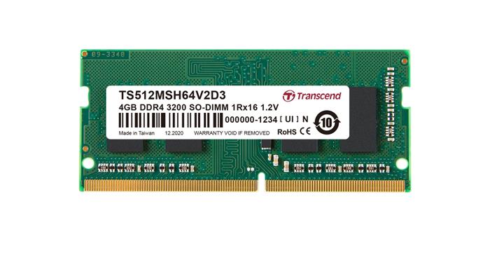 Transcend 4GB DDR4 3200MHz CL22 1Rx16 512Mx16 SO-DIMM 1.2V