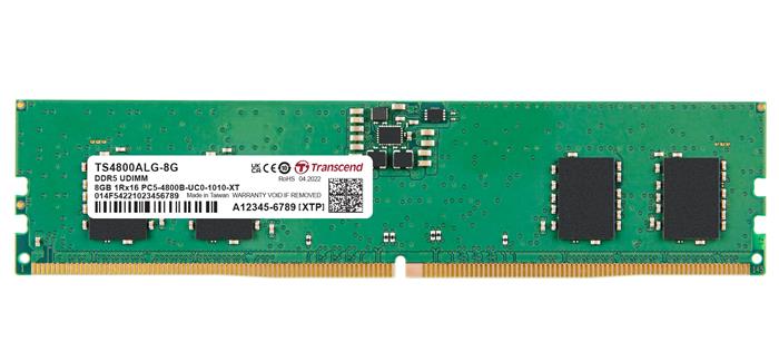 Transcend 8GB DDR5 4800MHz CL40, 1Rx16, UDIMM, 1.1V