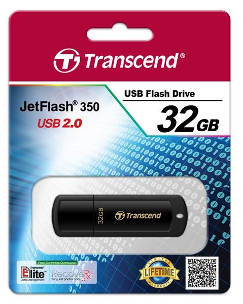 Transcend JetFlash 350 - 32GB, Flash Disk, USB 2.0, černý | SUNTECH ...