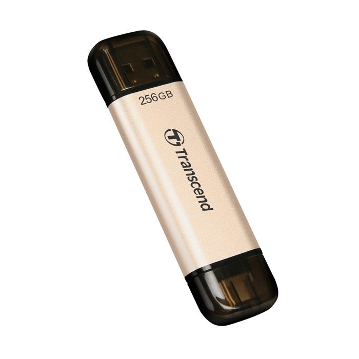 Transcend JetFlash 930C 256GB, USB 3.0 flash disk, USB-A + USB-C, 420R/400W, zlatý