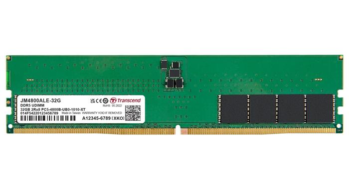 Transcend JetRam 32GB DDR5 4800MHz CL40, 2Rx8, DIMM, 1.1V