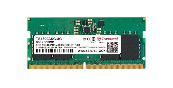 Transcend JetRam 8GB DDR5 4800MHz CL40,1Rx16, SO-DIMM, 1.1V