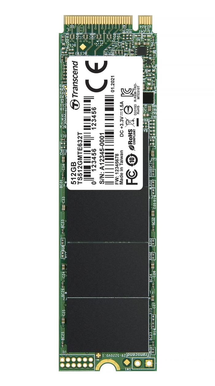 Transcend MTE452T2 512GB 3K P/E SSD M.2 2242 (PCIe 3.0), TLC, 1700R/1250W