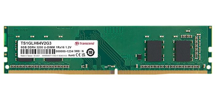 Transcend paměť 8GB DDR4 3200 U-DIMM 1Rx16 1Gx16 CL22 1.2V