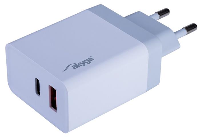 TRX Akyga AK-CH-13 USB nabíječka 220V/ 5-12V/ 36W/ USB-C + USB-A/ PD 3.0/ QC 3.0/ AFC/ FCP/ Apple 2.4A/ PPS/ bílá