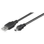 USB 2.0 kabel USB A(M) - miniUSB 5pin B(M), 15cm, černý