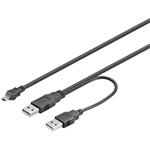 USB 2.0 Y kabel 2x USB A(M) - miniUSB 5pinB(M), 0,6m