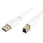 USB 3.0 SuperSpeed kabel USB3.0 A(M) - USB3.0 B(M), 1,8m, bílý