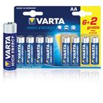 Varta AA High Energy, alkalická - 6+2 ks