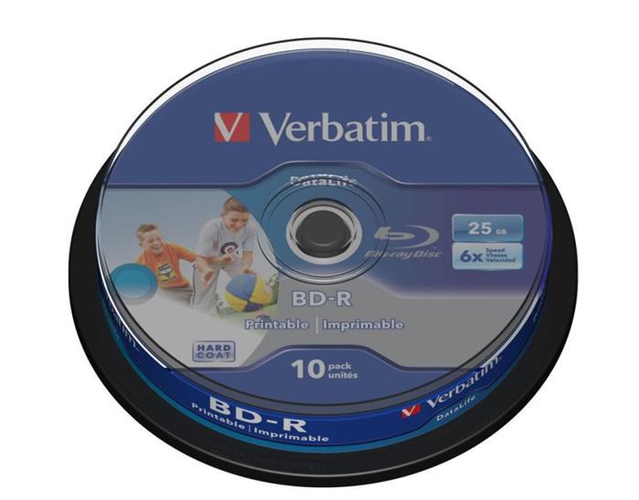 Verbatim BD-R Wide Printable, 25GB, 6x, 10ks, spindle