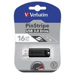 Verbatim PinStripe 16GB flash disk, USB 3.0, černý