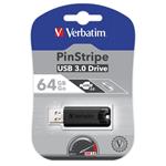 Verbatim PinStripe 64GB flash disk, USB 3.0, černý